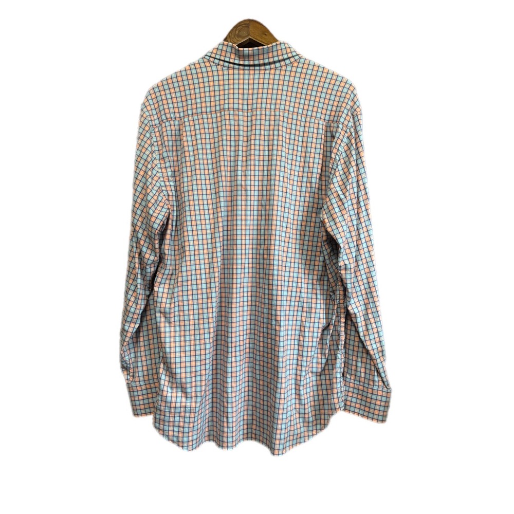 Southern Tide Performance Shirt Mens Large Orange Blue Plaid Excellent Skipjack - Picture 8 of 8